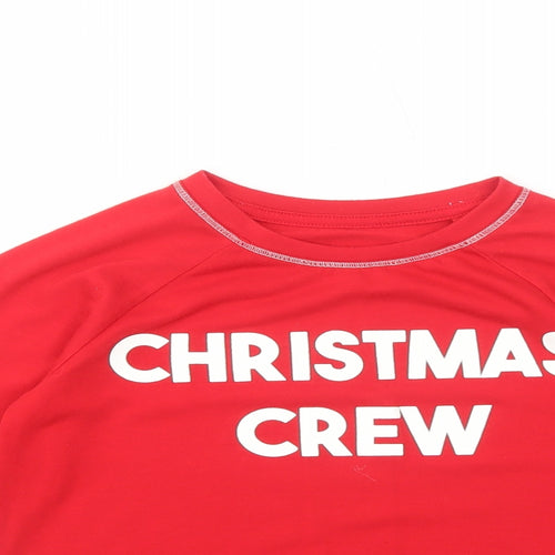 Matalan Boys Red Polyester Basic T-Shirt Size 8-9 Years Round Neck Pullover - Christmas Crew