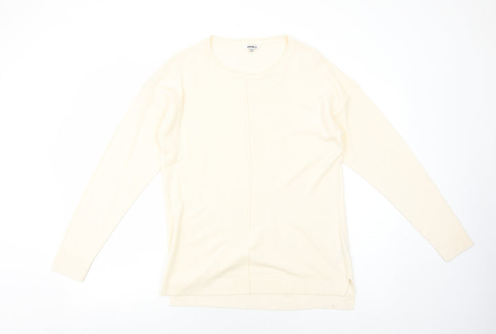 PEP&CO Womens Ivory Round Neck Acrylic Pullover Jumper Size 14