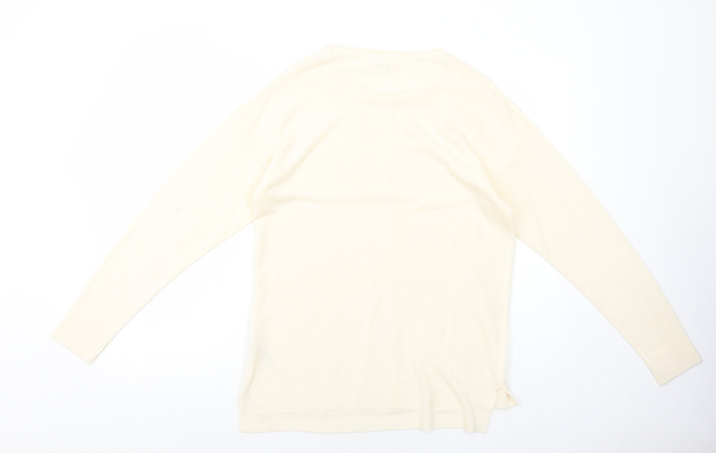 PEP&CO Womens Ivory Round Neck Acrylic Pullover Jumper Size 14