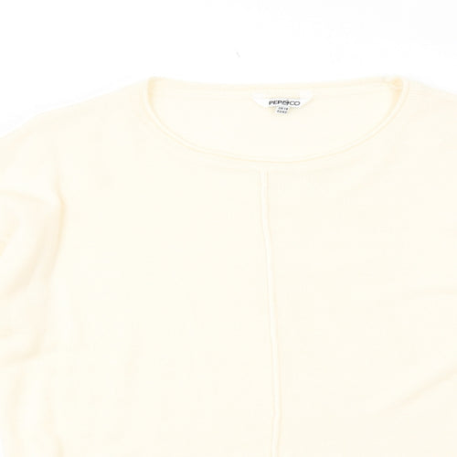 PEP&CO Womens Ivory Round Neck Acrylic Pullover Jumper Size 14
