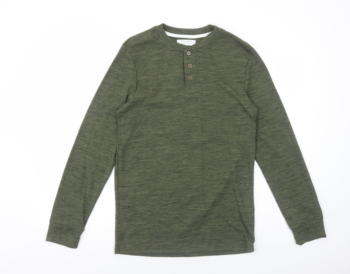 Primark Mens Green Cotton T-Shirt Size M Round Neck