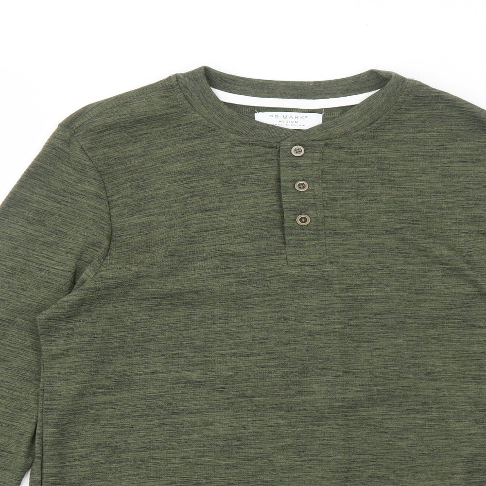 Primark Mens Green Cotton T-Shirt Size M Round Neck