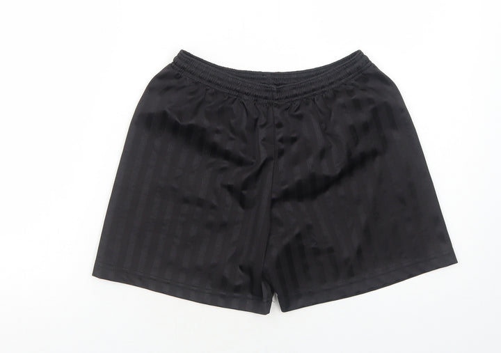 Precision Training Boys Black Striped Polyester Sweat Shorts Size 10 Years Regular Drawstring