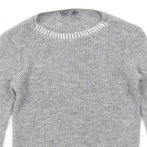 Primark Womens Grey Round Neck Acrylic Pullover Jumper Size S