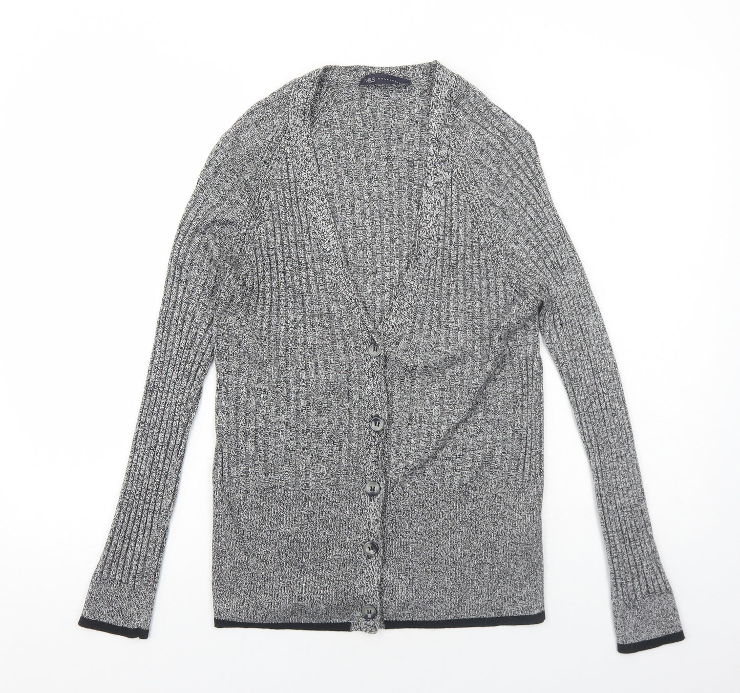 Marks and Spencer Womens Grey V-Neck Viscose Cardigan Jumper Size M