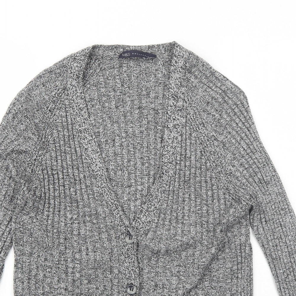 Marks and Spencer Womens Grey V-Neck Viscose Cardigan Jumper Size M
