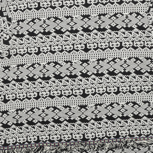 Oasis Womens Black V-Neck Geometric Cotton Cardigan Jumper Size S