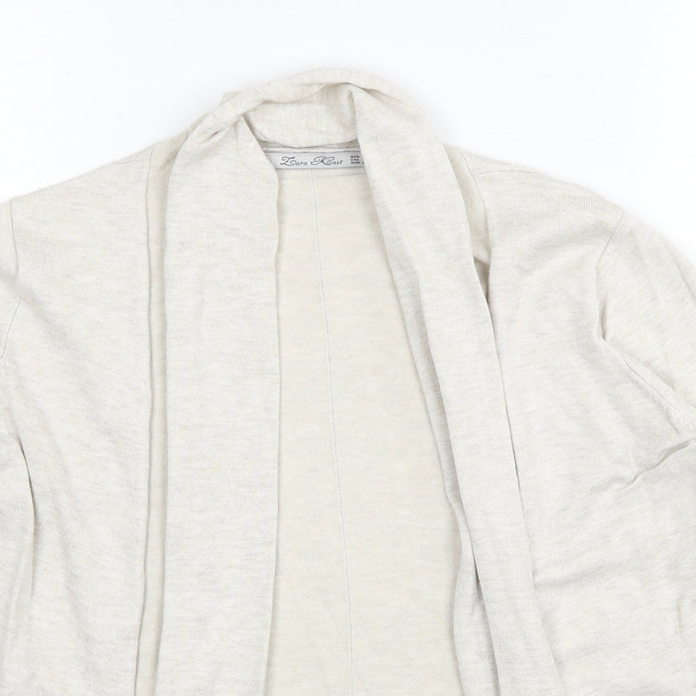 Zara Womens Beige V-Neck Acrylic Cardigan Jumper Size S