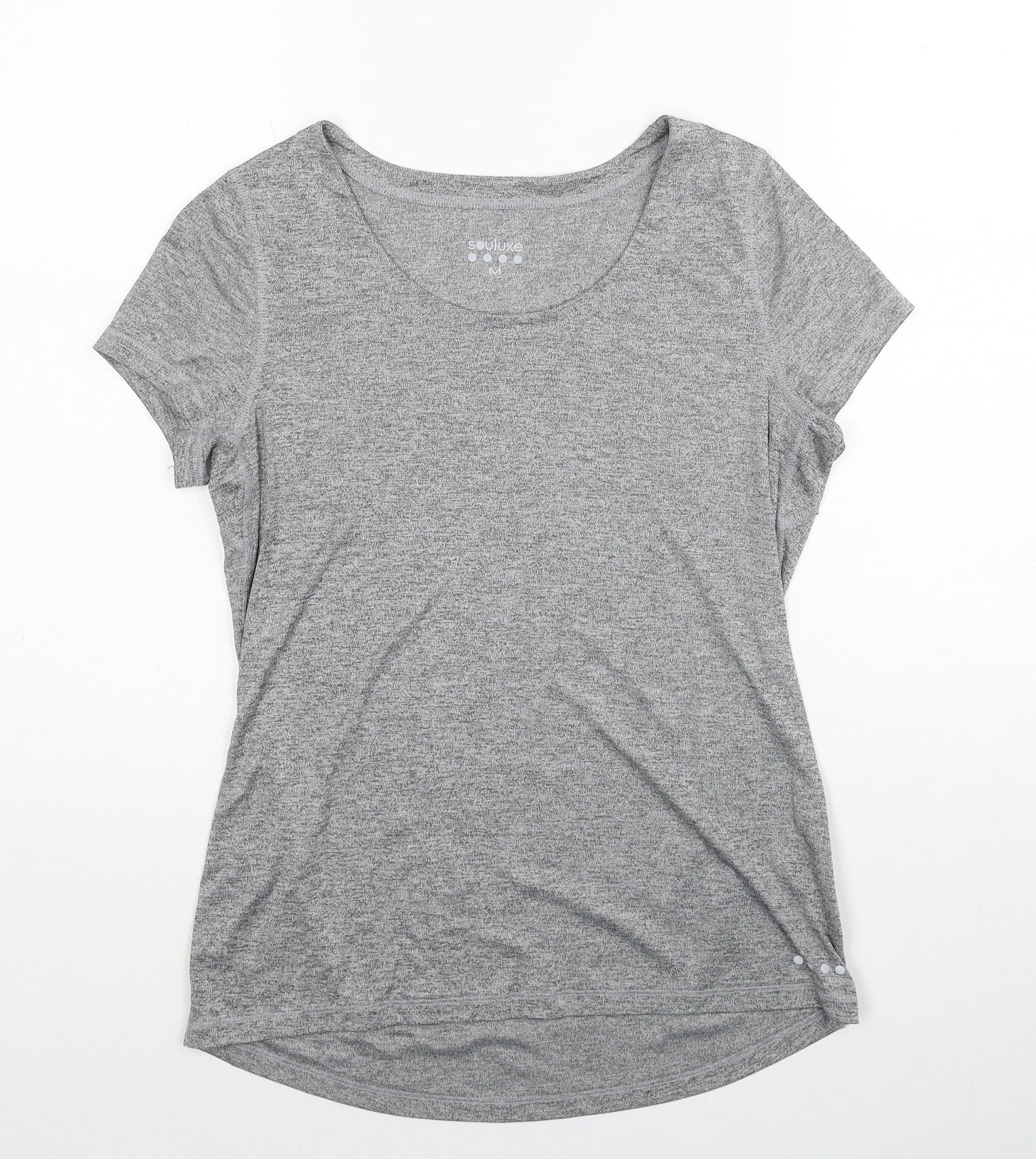 Matalan Womens Grey Polyester Basic T-Shirt Size M Scoop Neck Pullover