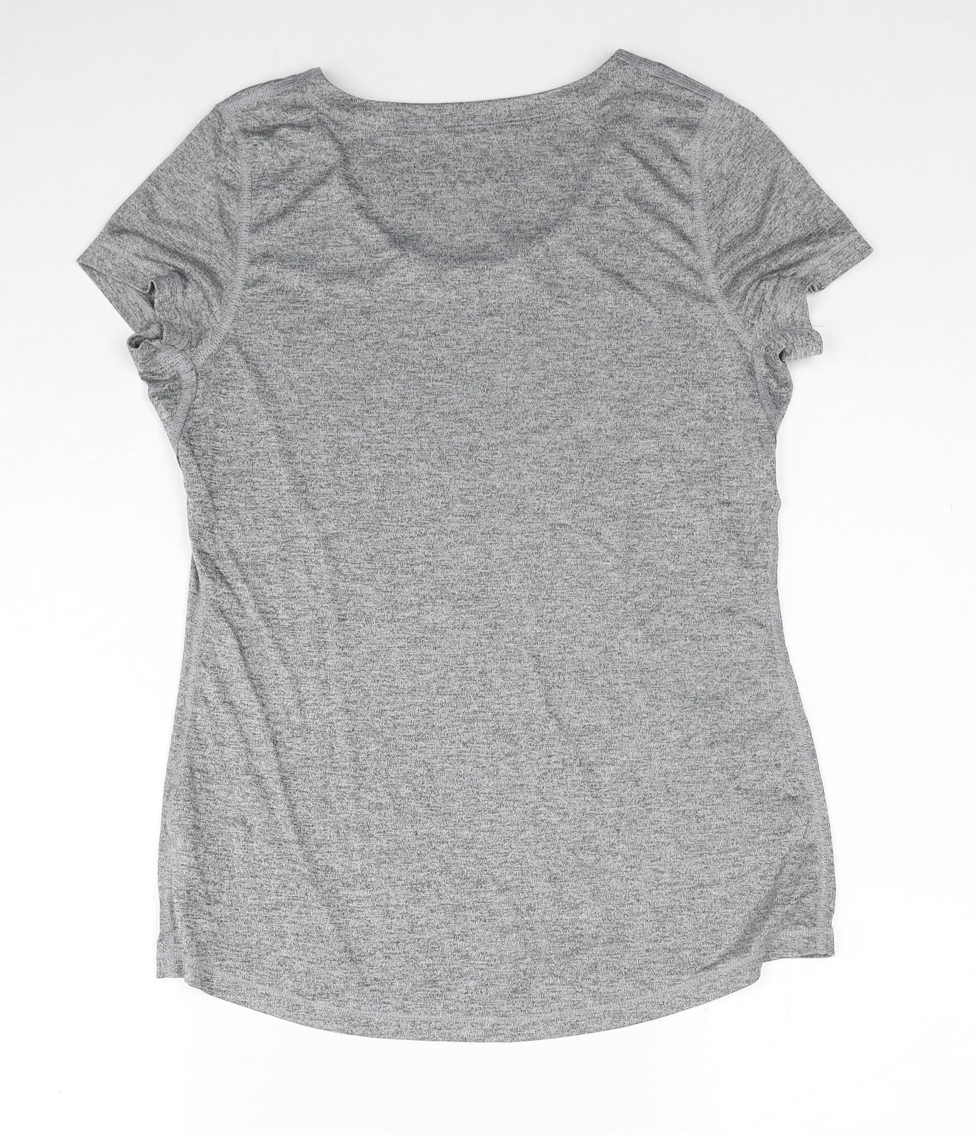 Matalan Womens Grey Polyester Basic T-Shirt Size M Scoop Neck Pullover