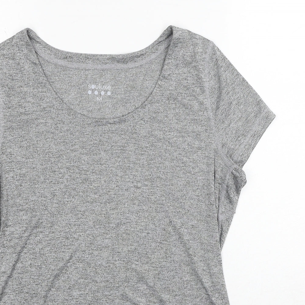 Matalan Womens Grey Polyester Basic T-Shirt Size M Scoop Neck Pullover