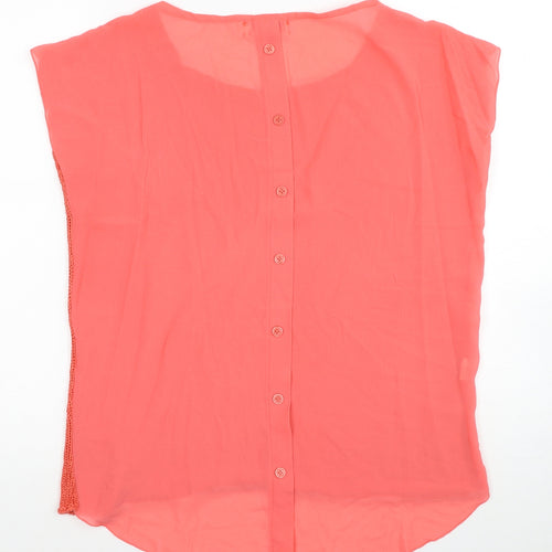 Voulez-Vous Womens Pink Acrylic Basic Tank Size M Round Neck