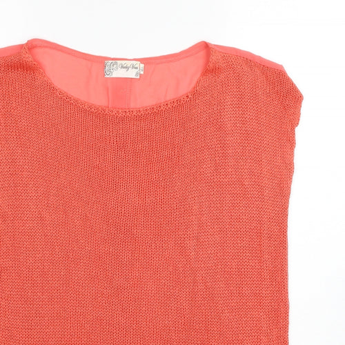 Voulez-Vous Womens Pink Acrylic Basic Tank Size M Round Neck