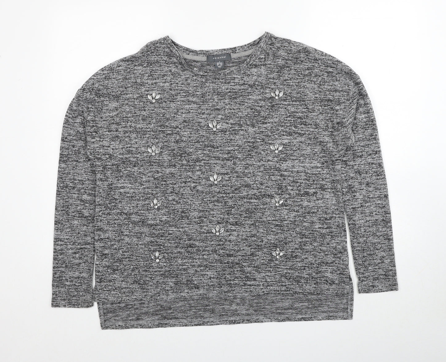 Primark Womens Grey Round Neck Polyester Pullover Jumper Size 10