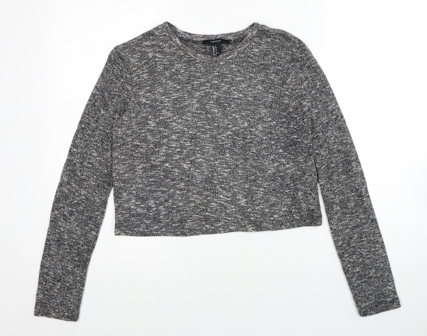 FOREVER 21 Womens Grey Round Neck Polyester Pullover Jumper Size S