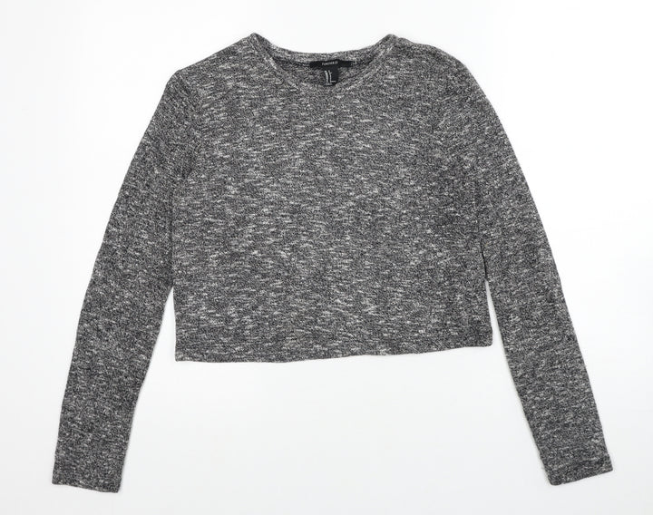 FOREVER 21 Womens Grey Round Neck Polyester Pullover Jumper Size S