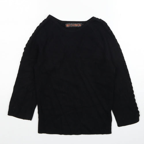 QED London Womens Black Scoop Neck Viscose Pullover Jumper Size S
