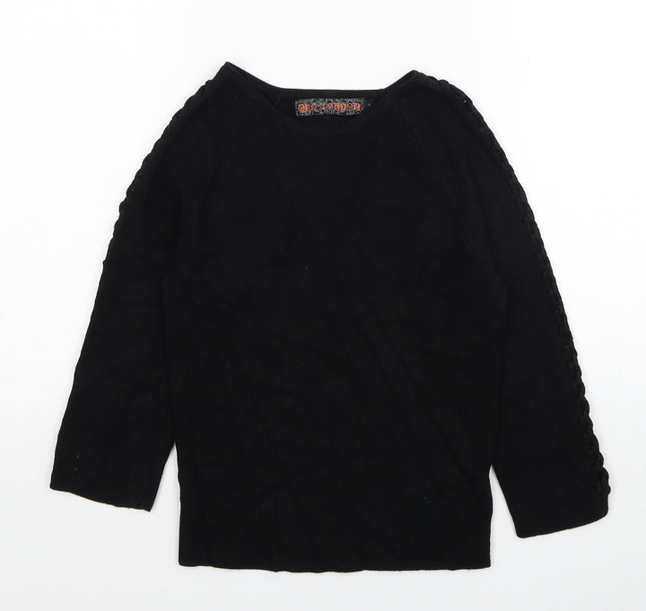 QED London Womens Black Scoop Neck Viscose Pullover Jumper Size S