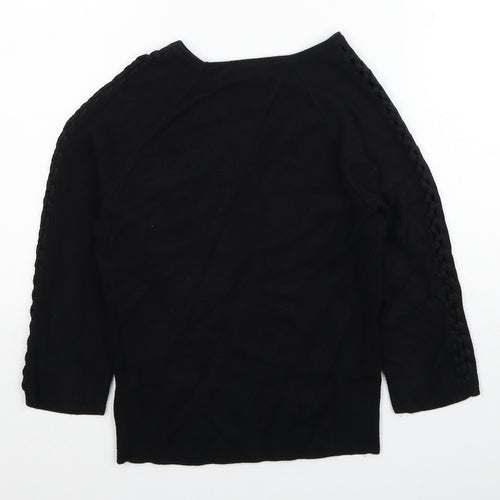 QED London Womens Black Scoop Neck Viscose Pullover Jumper Size S