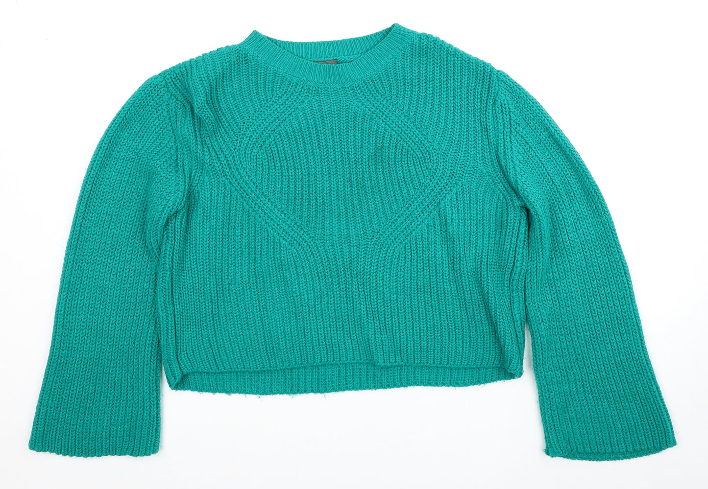 Primark Womens Green Round Neck Acrylic Pullover Jumper Size 6 - Size 6-8