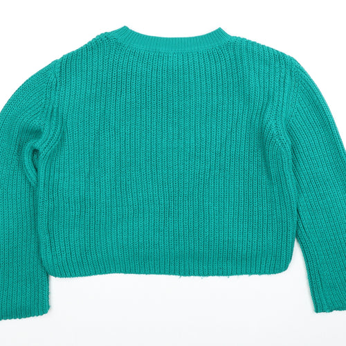 Primark Womens Green Round Neck Acrylic Pullover Jumper Size 6 - Size 6-8