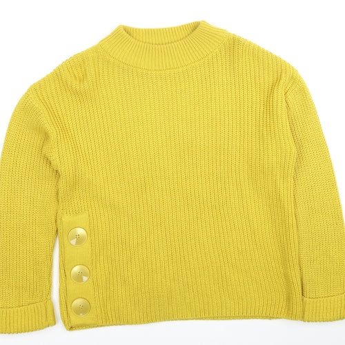 TU Womens Yellow Mock Neck Acrylic Pullover Jumper Size 8