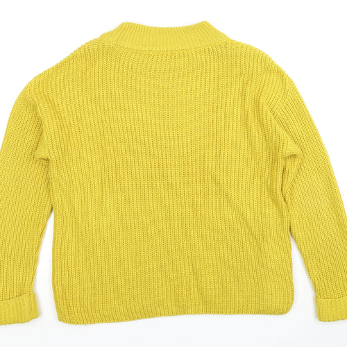 TU Womens Yellow Mock Neck Acrylic Pullover Jumper Size 8