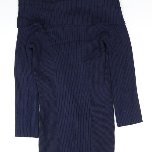 Verve Ami Womens Blue Boat Neck Viscose Pullover Jumper Size M