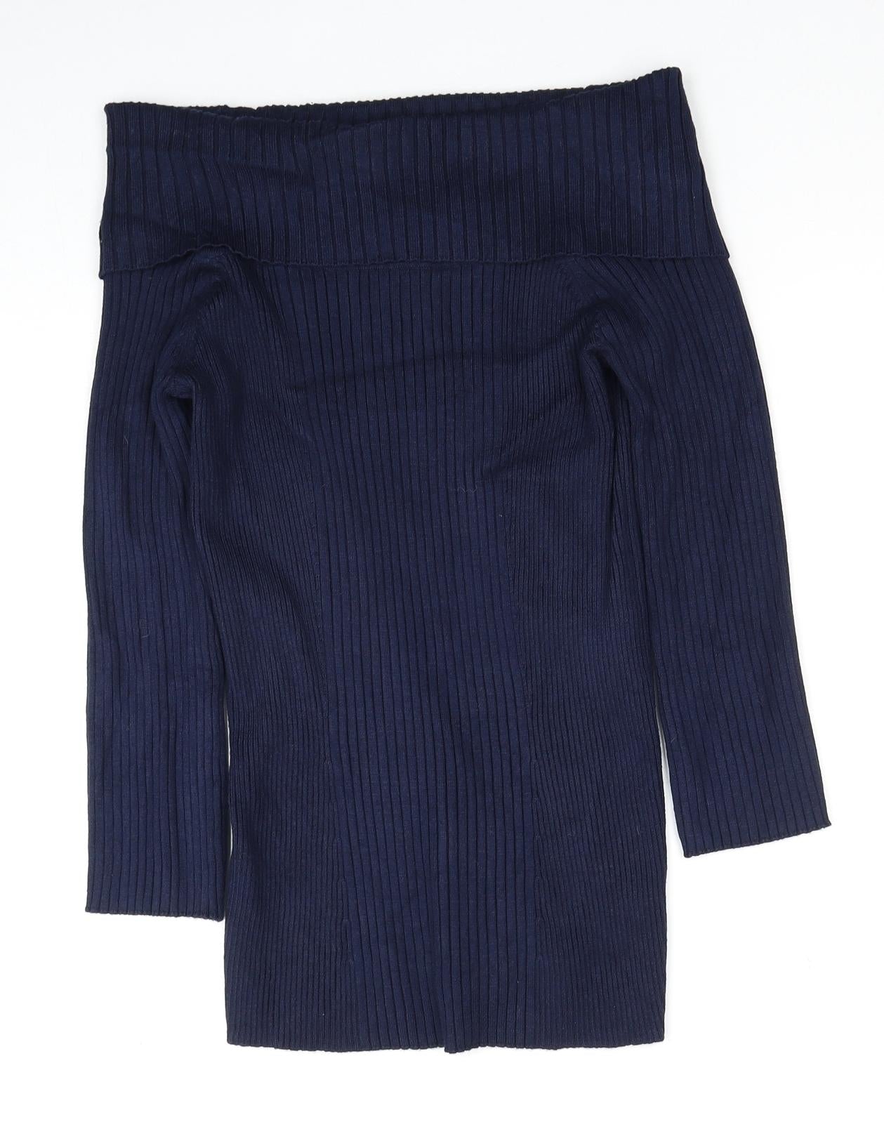 Verve Ami Womens Blue Boat Neck Viscose Pullover Jumper Size M