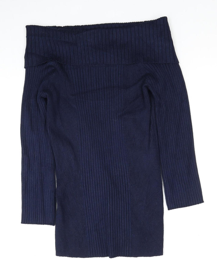 Verve Ami Womens Blue Boat Neck Viscose Pullover Jumper Size M