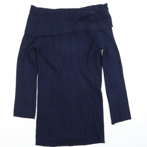 Verve Ami Womens Blue Boat Neck Viscose Pullover Jumper Size M