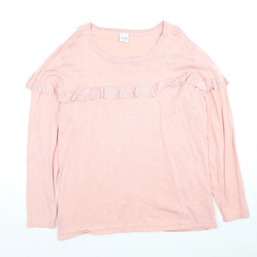 Stock Shop Womens Pink Scoop Neck Viscose Pullover Jumper Size L