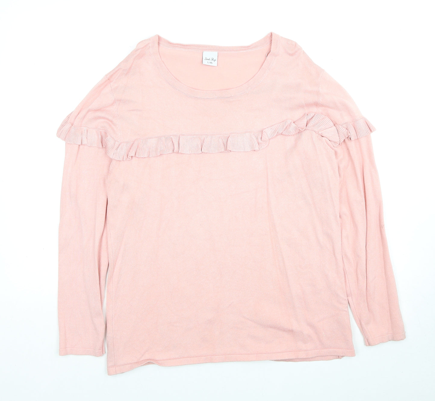 Stock Shop Womens Pink Scoop Neck Viscose Pullover Jumper Size L