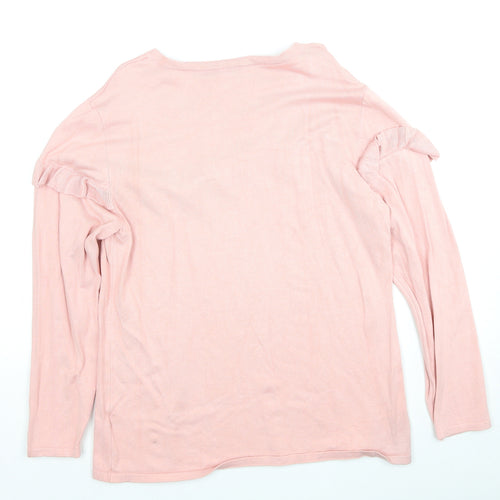 Stock Shop Womens Pink Scoop Neck Viscose Pullover Jumper Size L