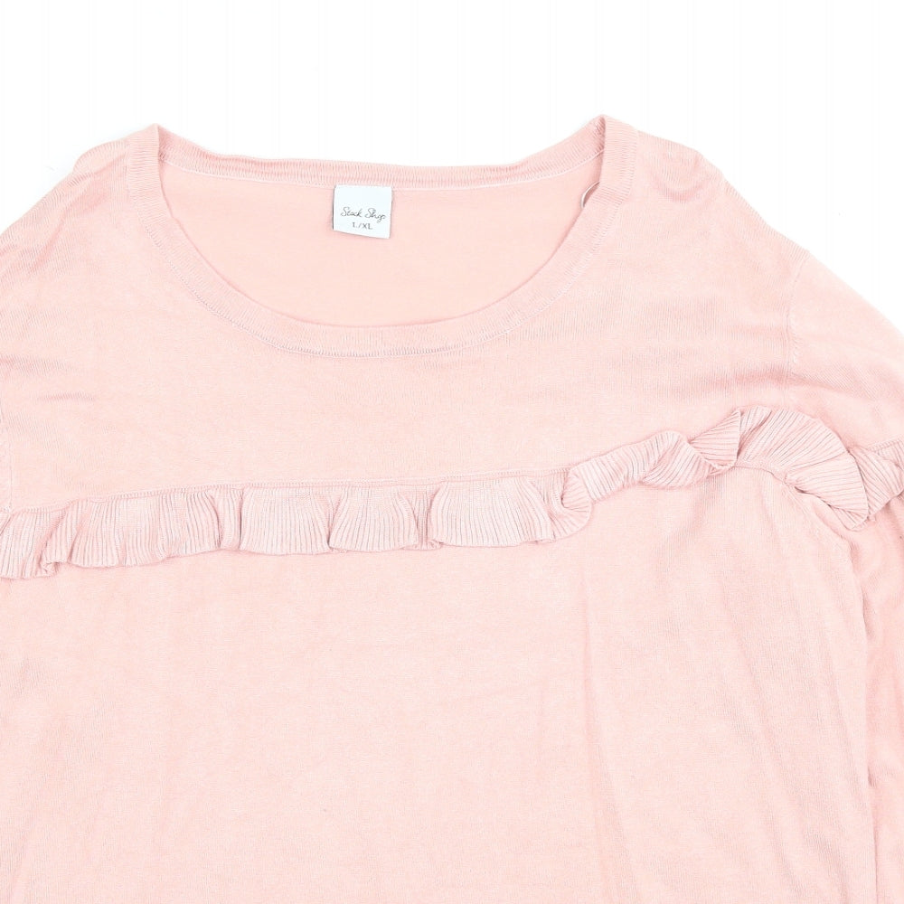 Stock Shop Womens Pink Scoop Neck Viscose Pullover Jumper Size L