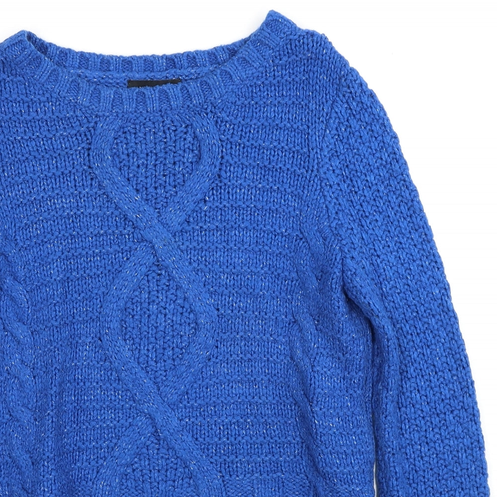 New Look Womens Blue Boat Neck Cotton Pullover Jumper Size 10
