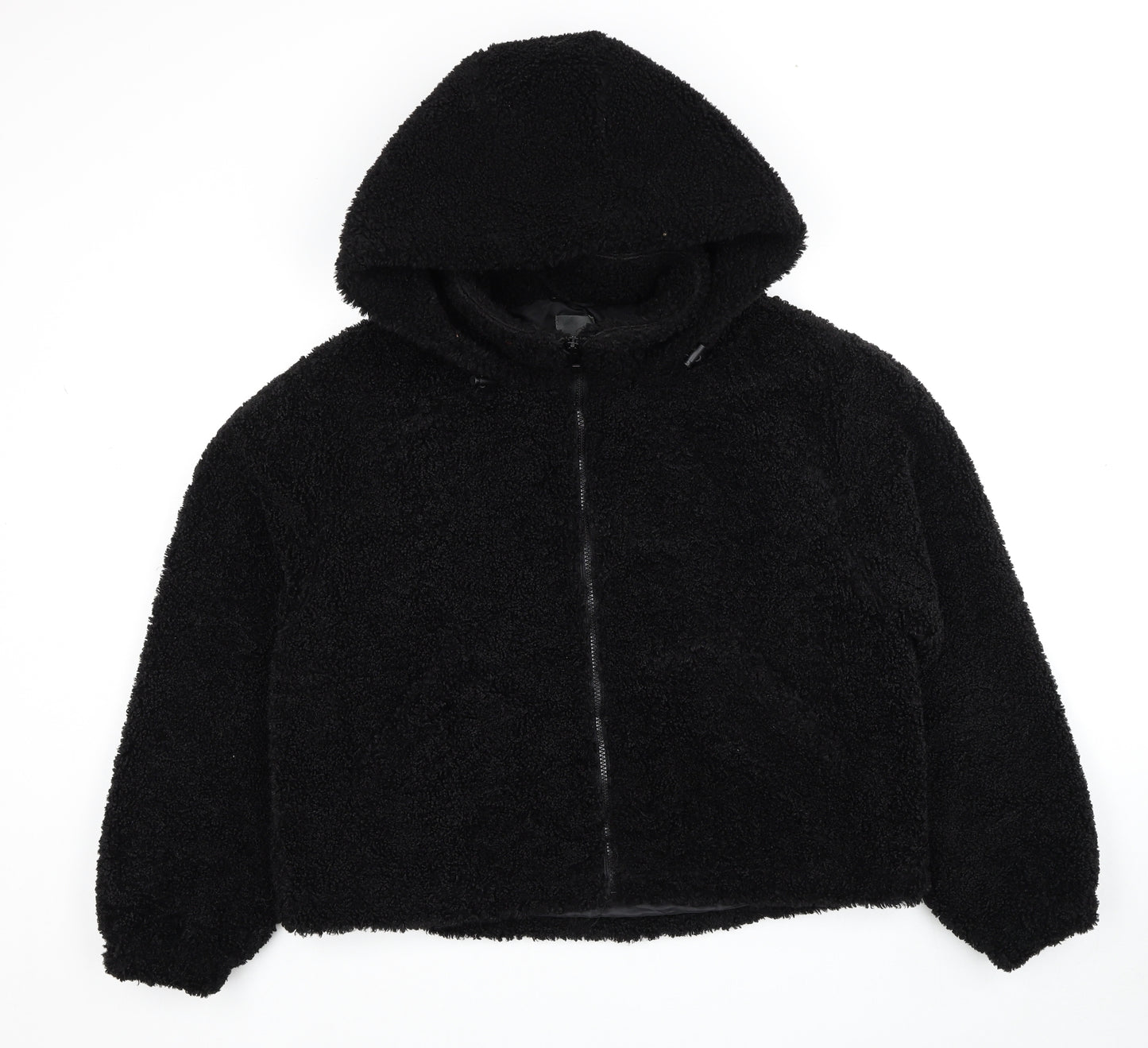 Primark Womens Black Jacket Size 12 Zip - Teddy Bear Style, Size 12-14