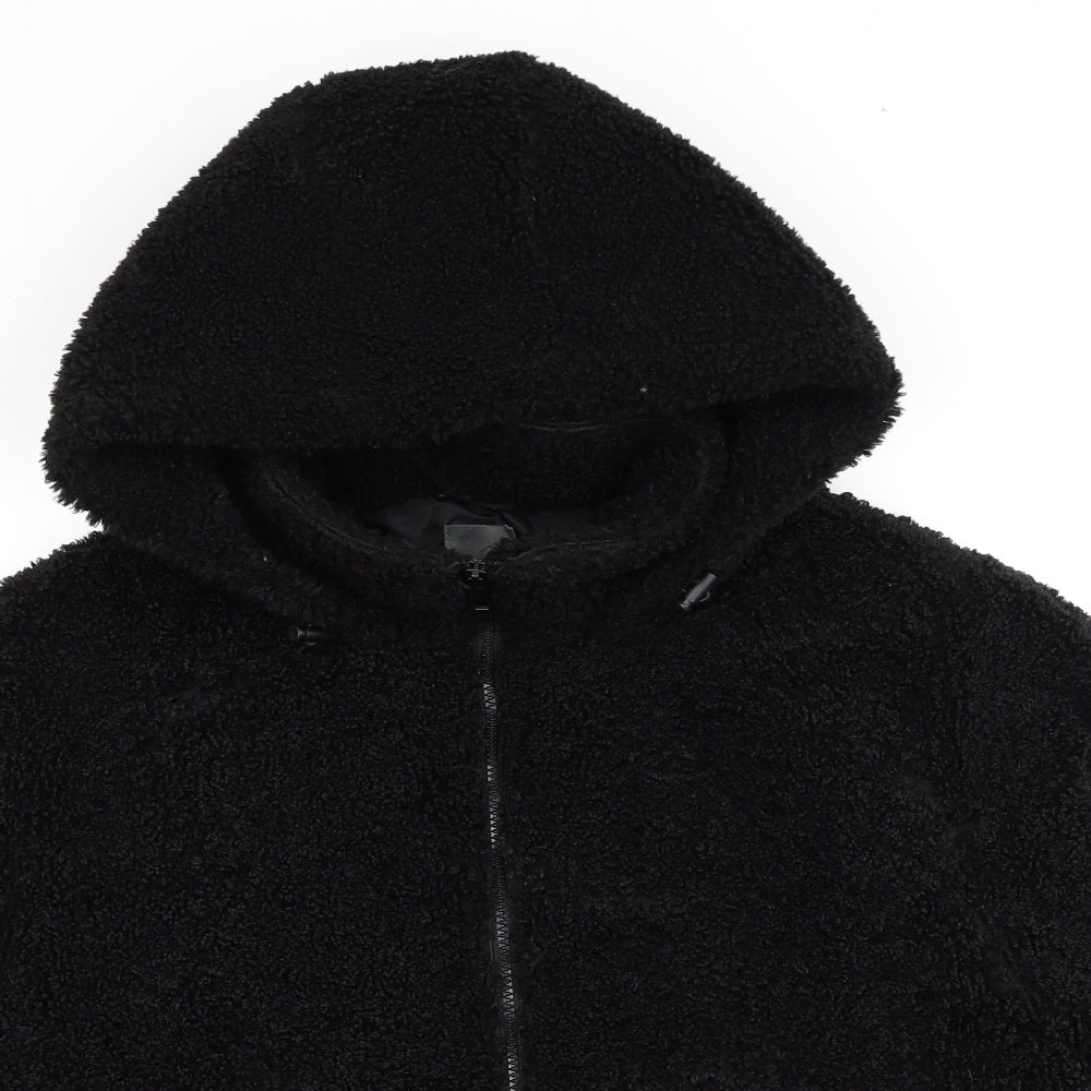 Primark Womens Black Jacket Size 12 Zip - Teddy Bear Style, Size 12-14