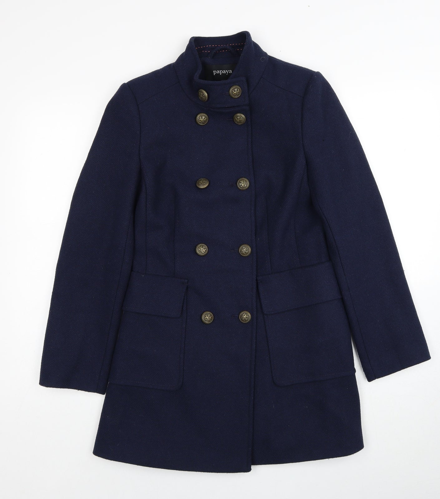 Papaya Womens Blue Pea Coat Coat Size 8 Button