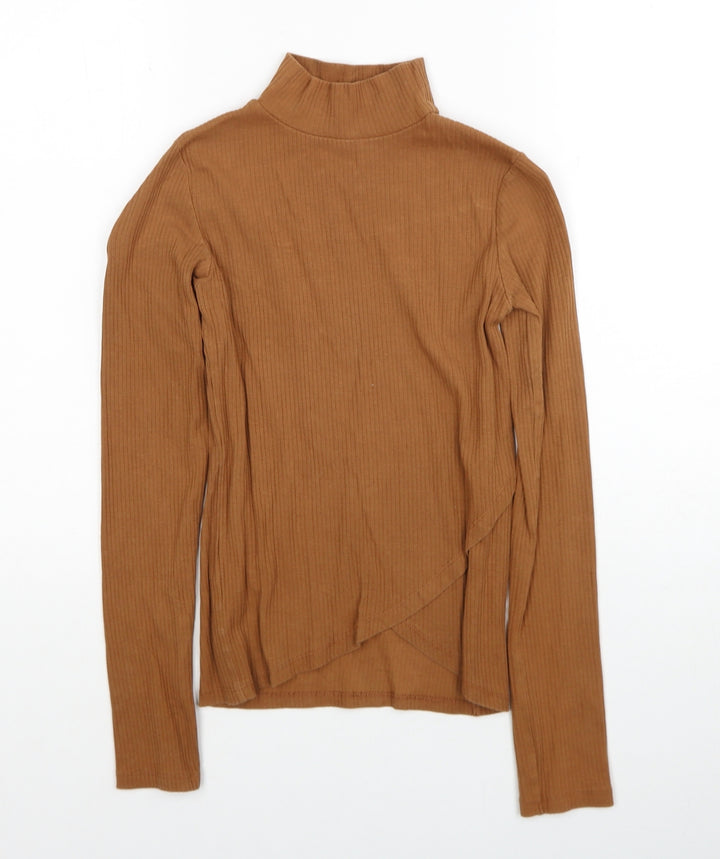 Bershka Girls Brown High Neck Polyester Pullover Jumper Size S Pullover