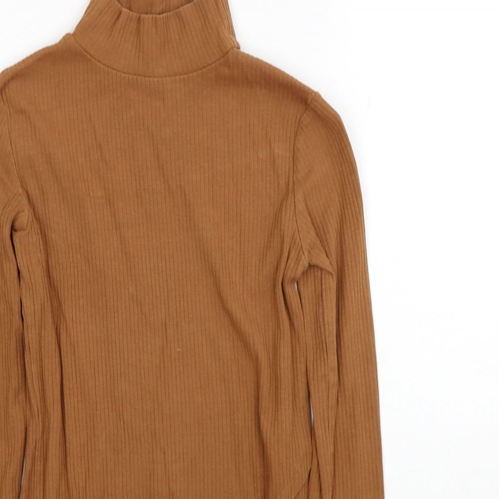 Bershka Girls Brown High Neck Polyester Pullover Jumper Size S Pullover