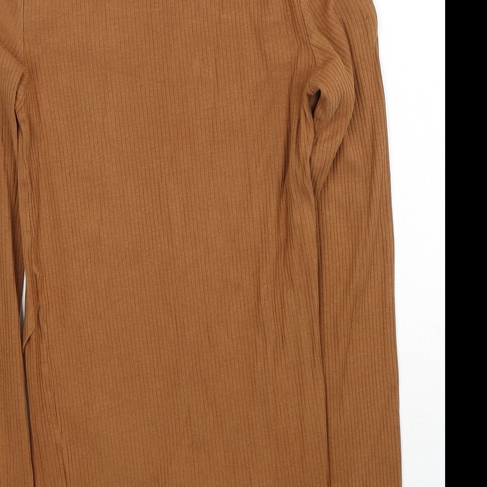 Bershka Girls Brown High Neck Polyester Pullover Jumper Size S Pullover