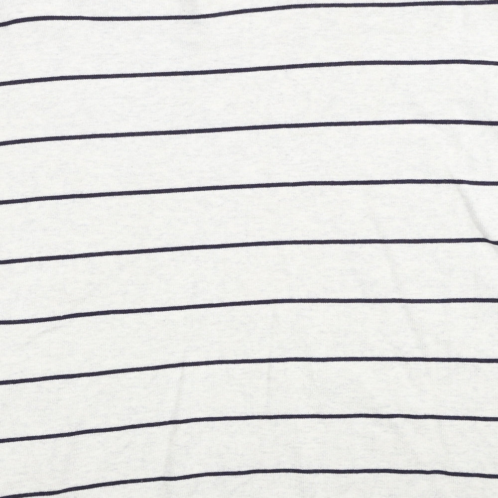 H&M Womens Grey Boat Neck Striped Cotton Pullover Jumper Size M
