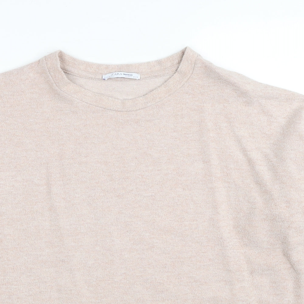 Zara Womens Beige Round Neck Polyester Pullover Jumper Size S