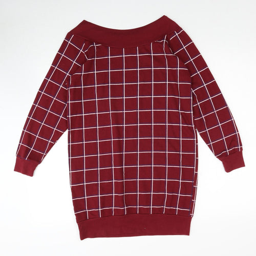 Preworn Womens Red Check Polyester Pullover Sweatshirt Size M Pullover - London