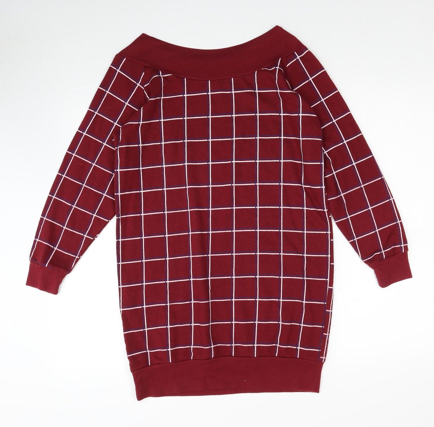 Preworn Womens Red Check Polyester Pullover Sweatshirt Size M Pullover - London