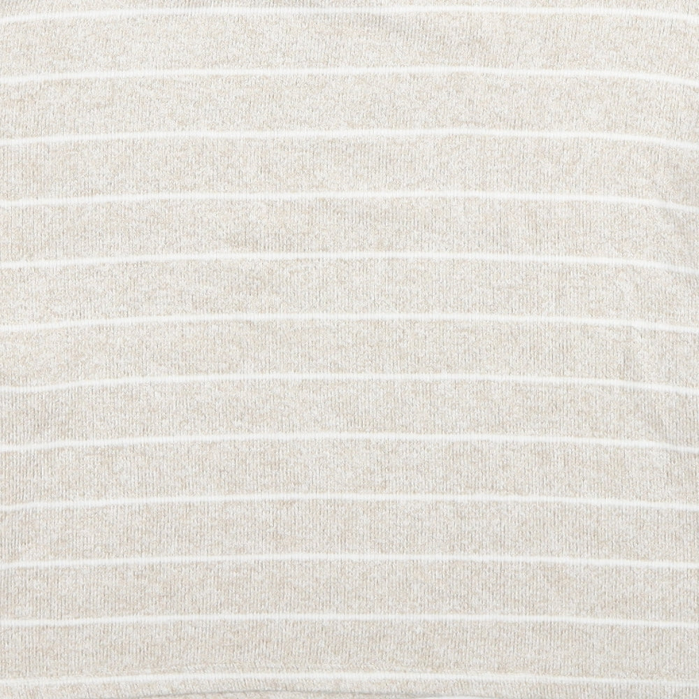 New Look Womens Beige Round Neck Striped Viscose Pullover Jumper Size S