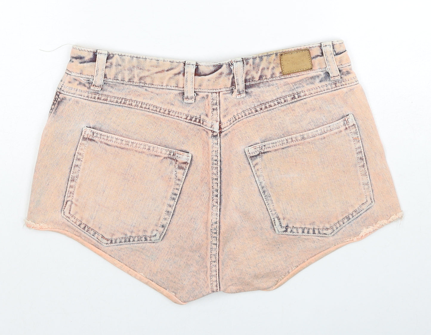 Zara Womens Orange Cotton Hot Pants Shorts Size 8 Regular Zip