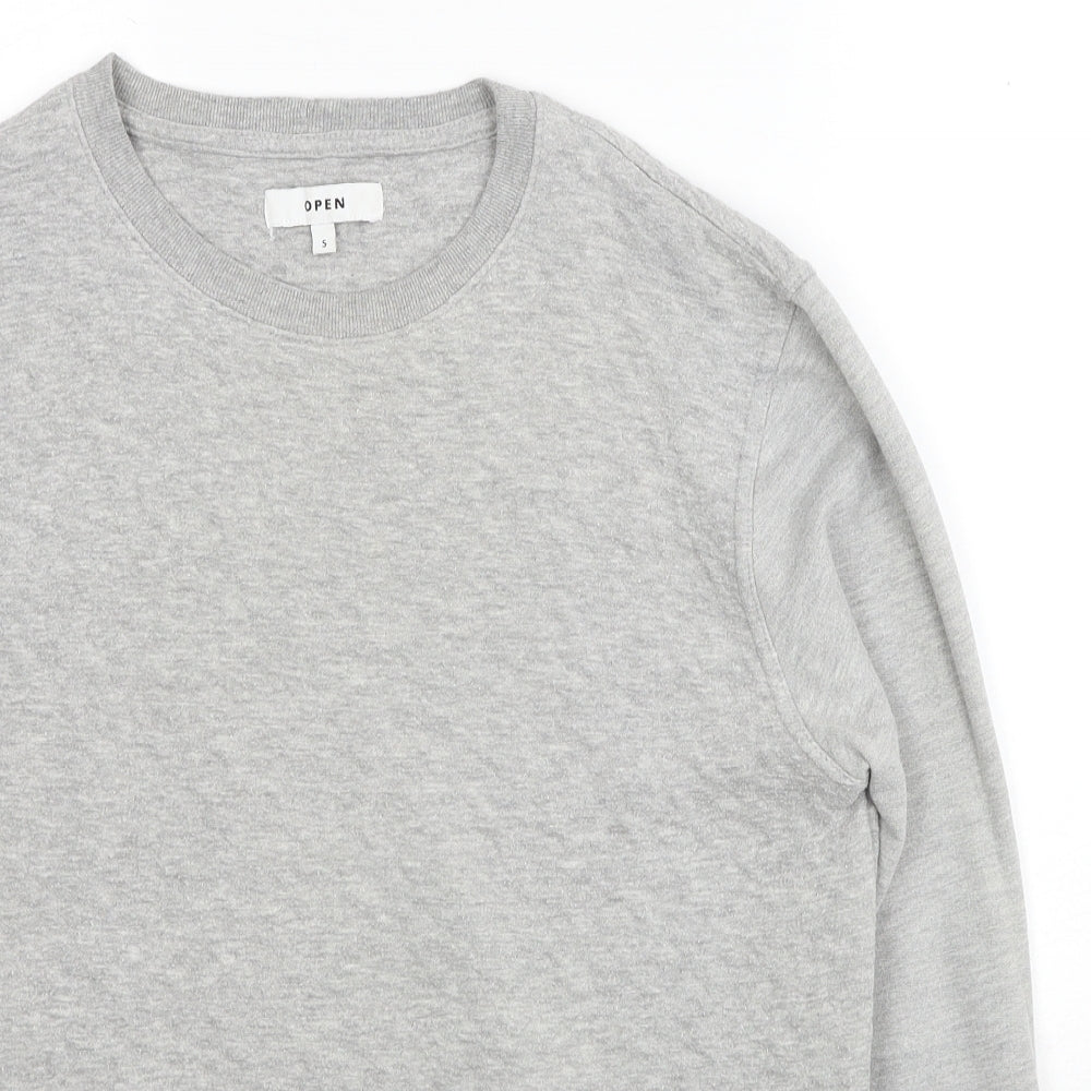 Open Mens Grey Cotton Pullover Sweatshirt Size S