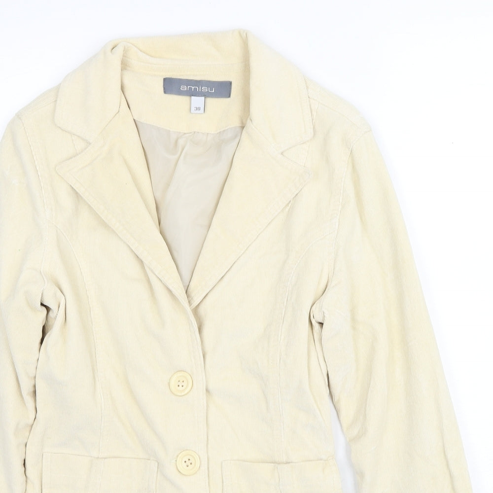 Amisu Womens Ivory Jacket Blazer Size 10 Button